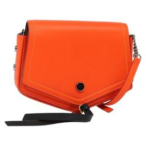 Authentic Jimmy Choo Shoulder Bag Leather Orange Silver